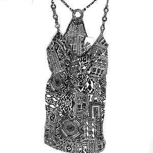 Black and White Bohemian Style Tank Top (Small)